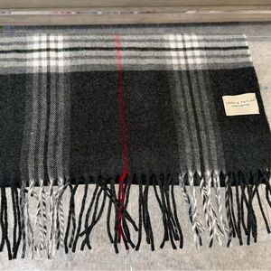 Lord & Taylor Classic Black and Gray Checkered Scarf